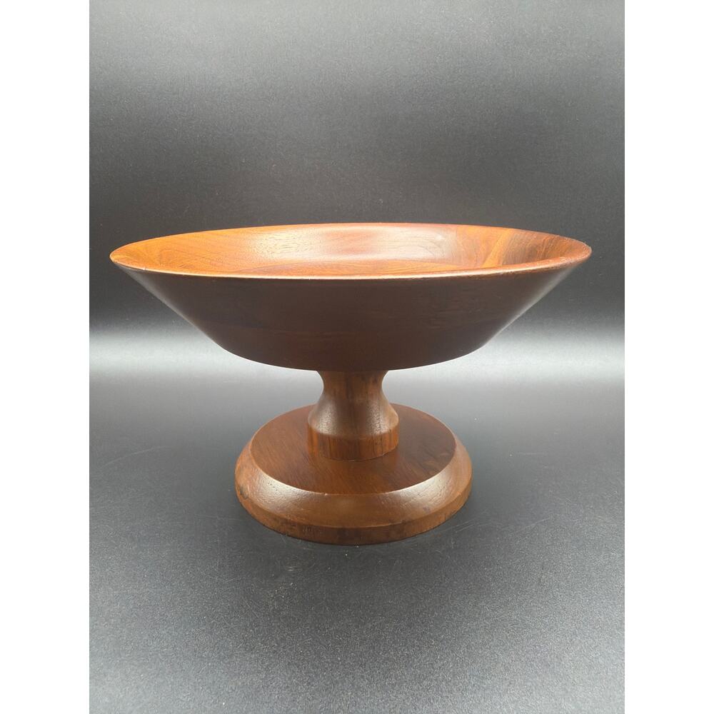Ozark Walnutware Pedestal Bowl Walnut Wood Compote MCM Serving Dish 9in